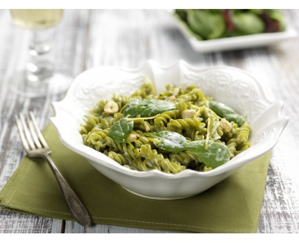 Fusilli di lenticchie con robiola, noci e spinaci – Cucina Cre-Attiva